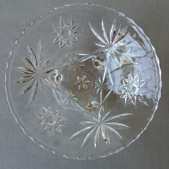 Anchor Hocking 3-footed EAPC Star of David clear glass bowl 2.5"x6.75" vintage - Picture 2 of 6